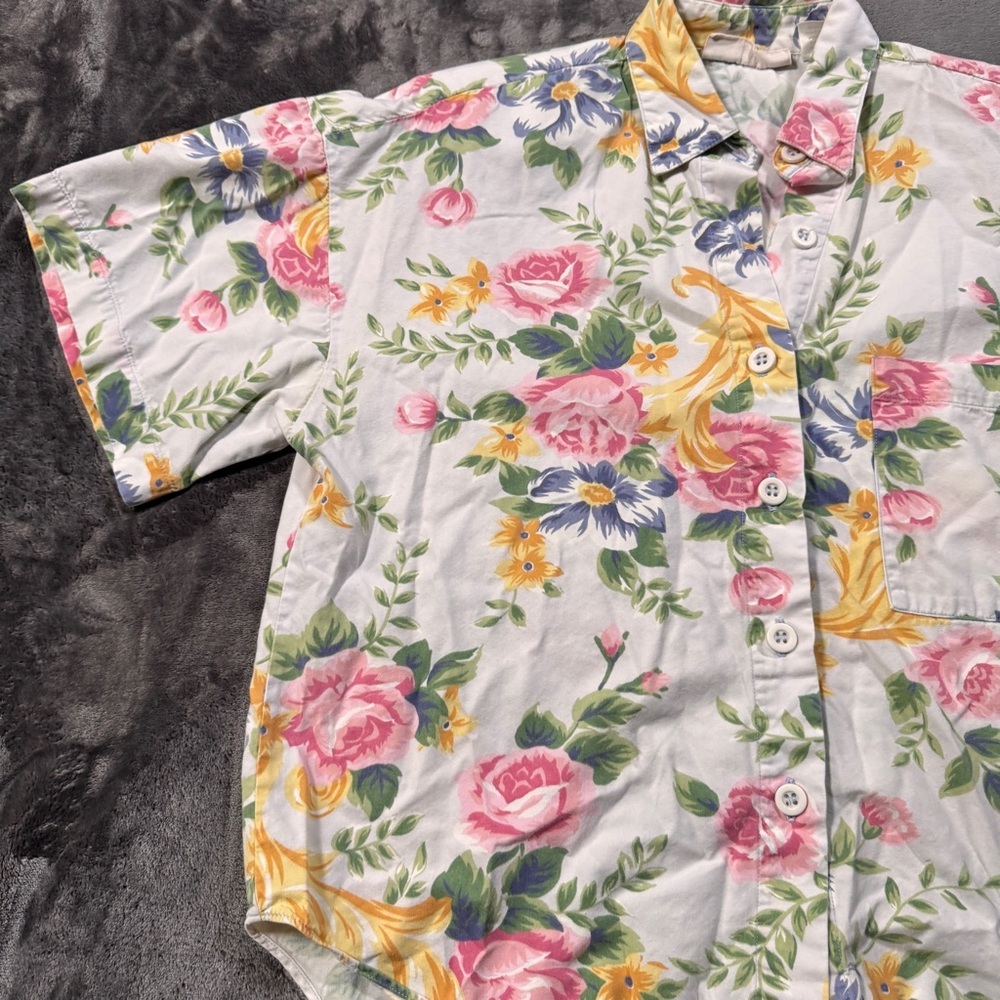 Vintage Bechamel Shirt - Floral Short Sleeve Button-Up - Size Small - Picture 7 of 9